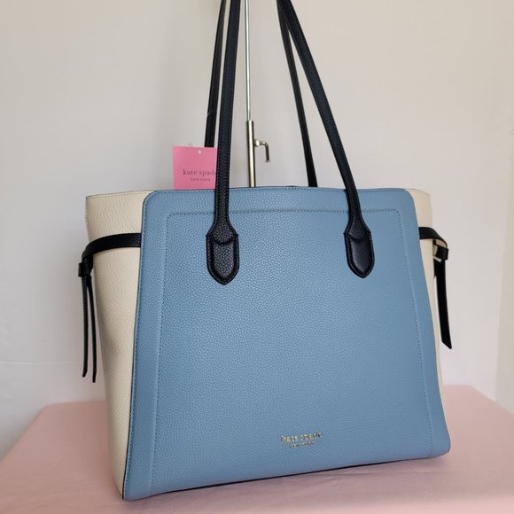 KATE SPADE Knott Colorblocked Pebbled Leather Large Tote- Morning Sky Multi 🎈⭐ - Picture 2 of 16